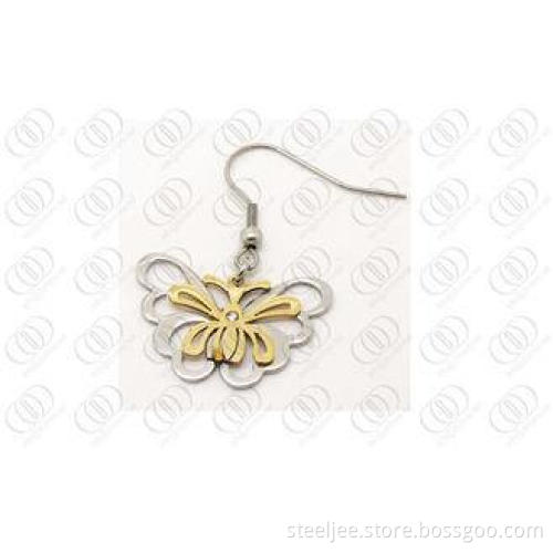 316L Stainless Steel Earrings Butterly Design Silver and G